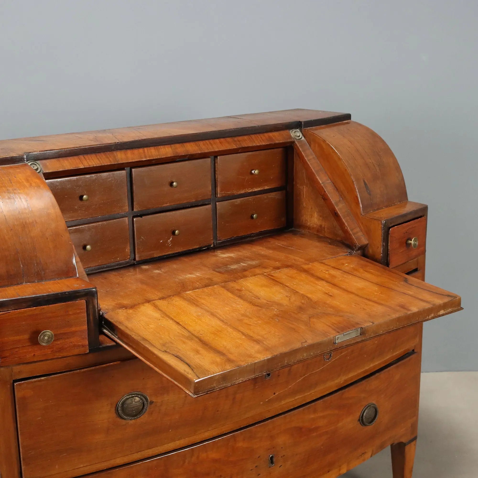 Antique Flap Cabinet Walnut Ebony Painted Wood XIX Century