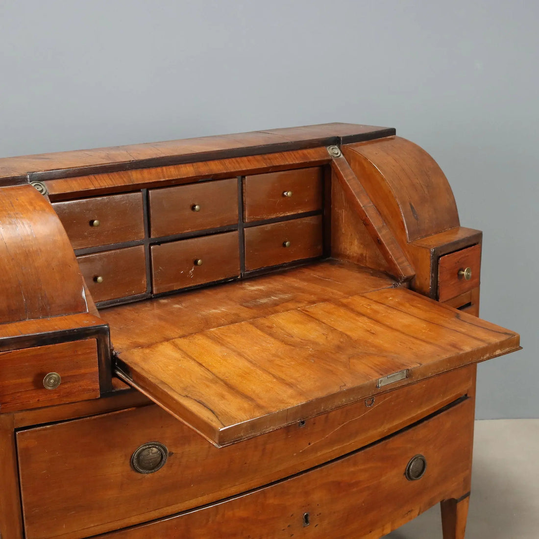Antique Flap Cabinet Walnut Ebony Painted Wood XIX Century
