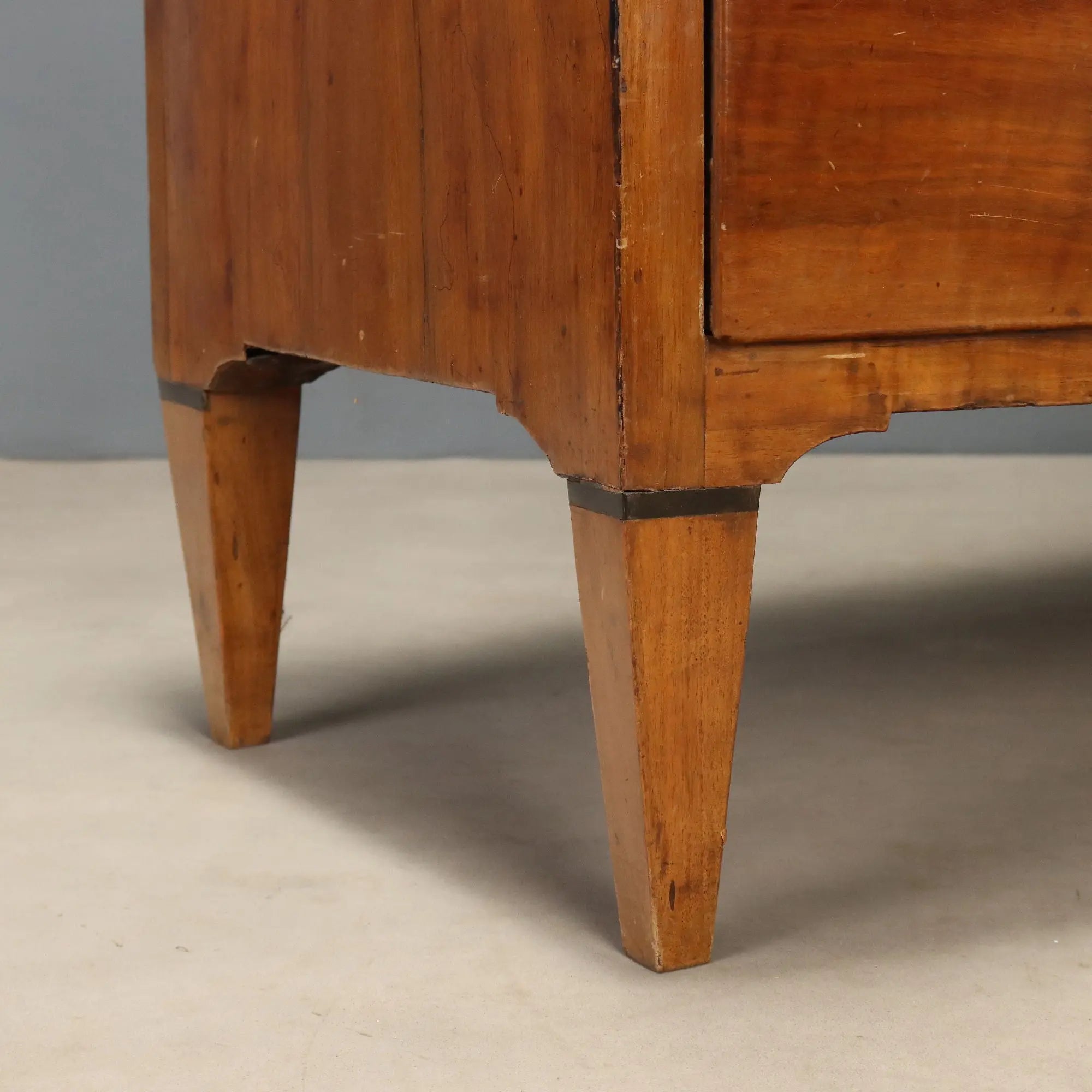 Antique Flap Cabinet Walnut Ebony Painted Wood XIX Century