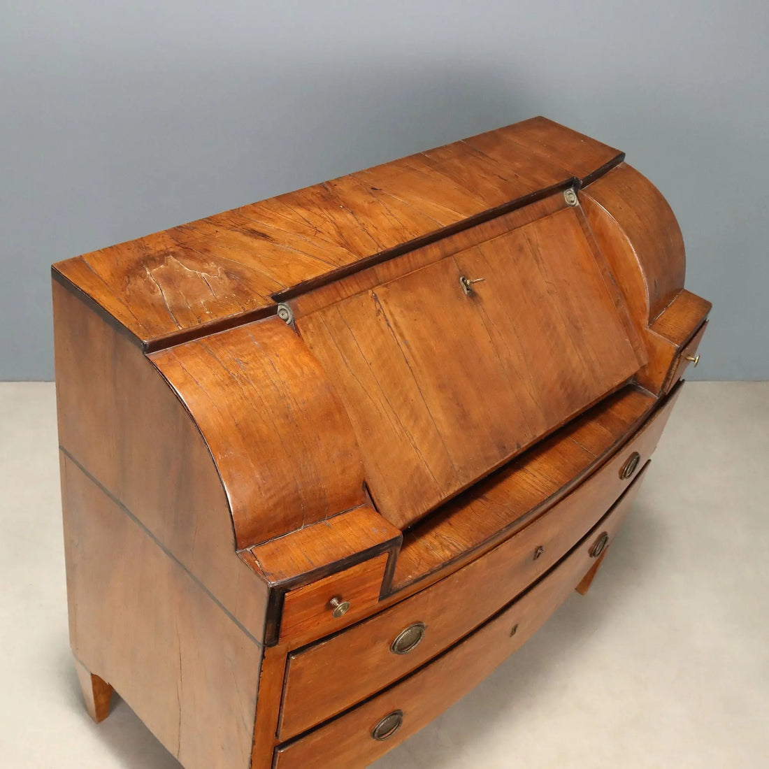 Antique Flap Cabinet Walnut Ebony Painted Wood XIX Century