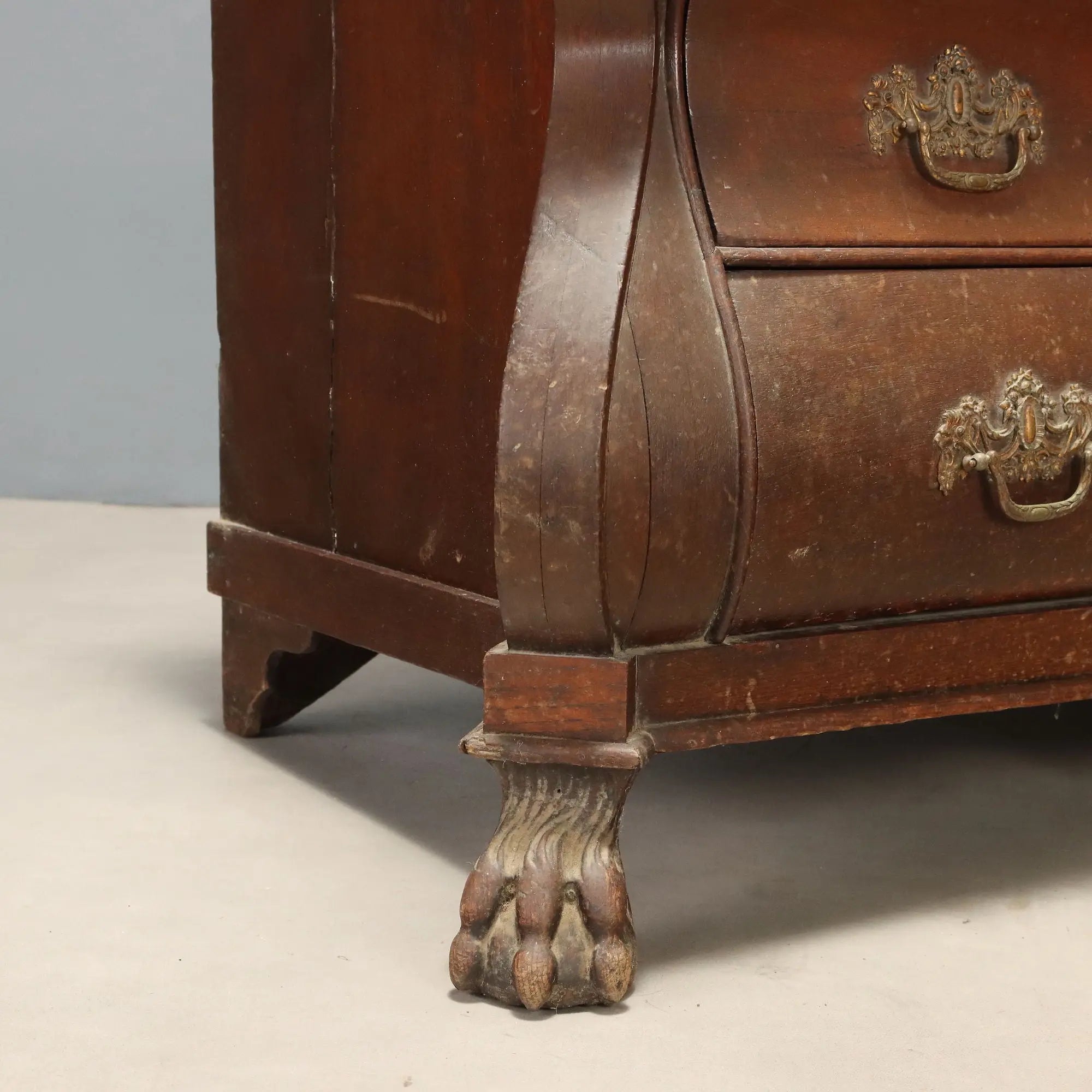 Antique Flap Cabinet Oak with Decorations Bronze Netherlands XIX Century
