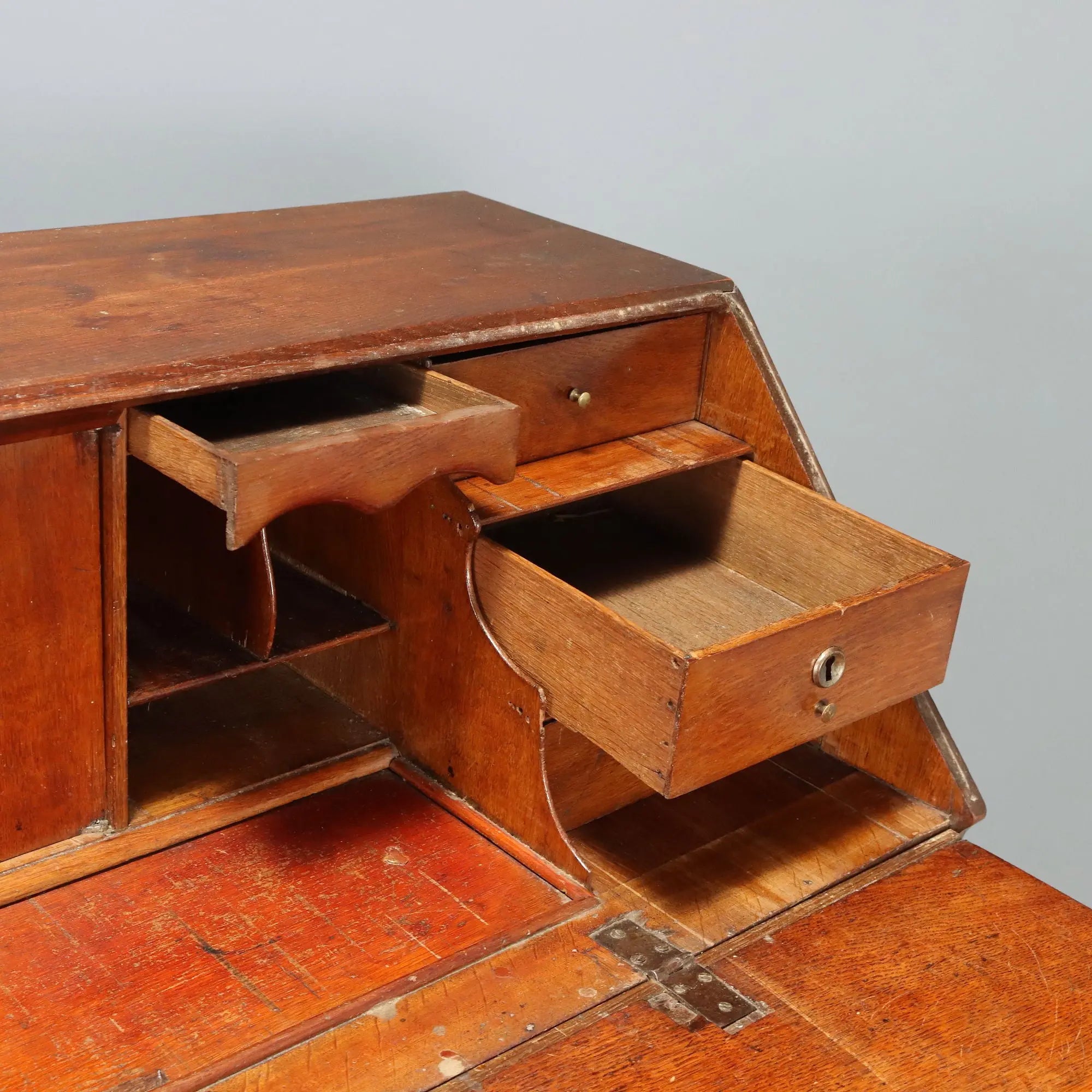 Antique Flap Cabinet Oak with Decorations Bronze Netherlands XIX Century