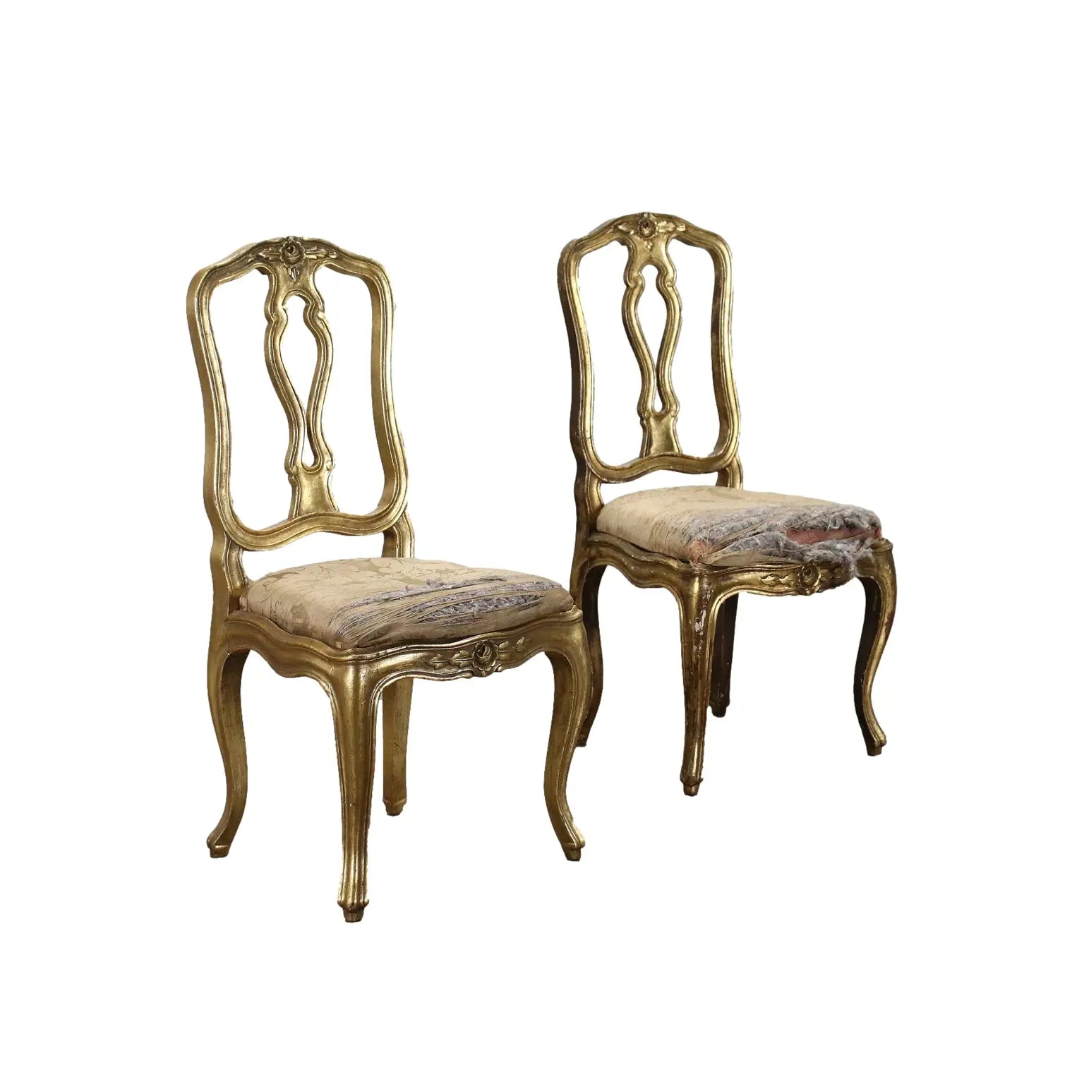 Pair of Chairs Padded Gilded Wood Italy XX Century | Antiques | Seating