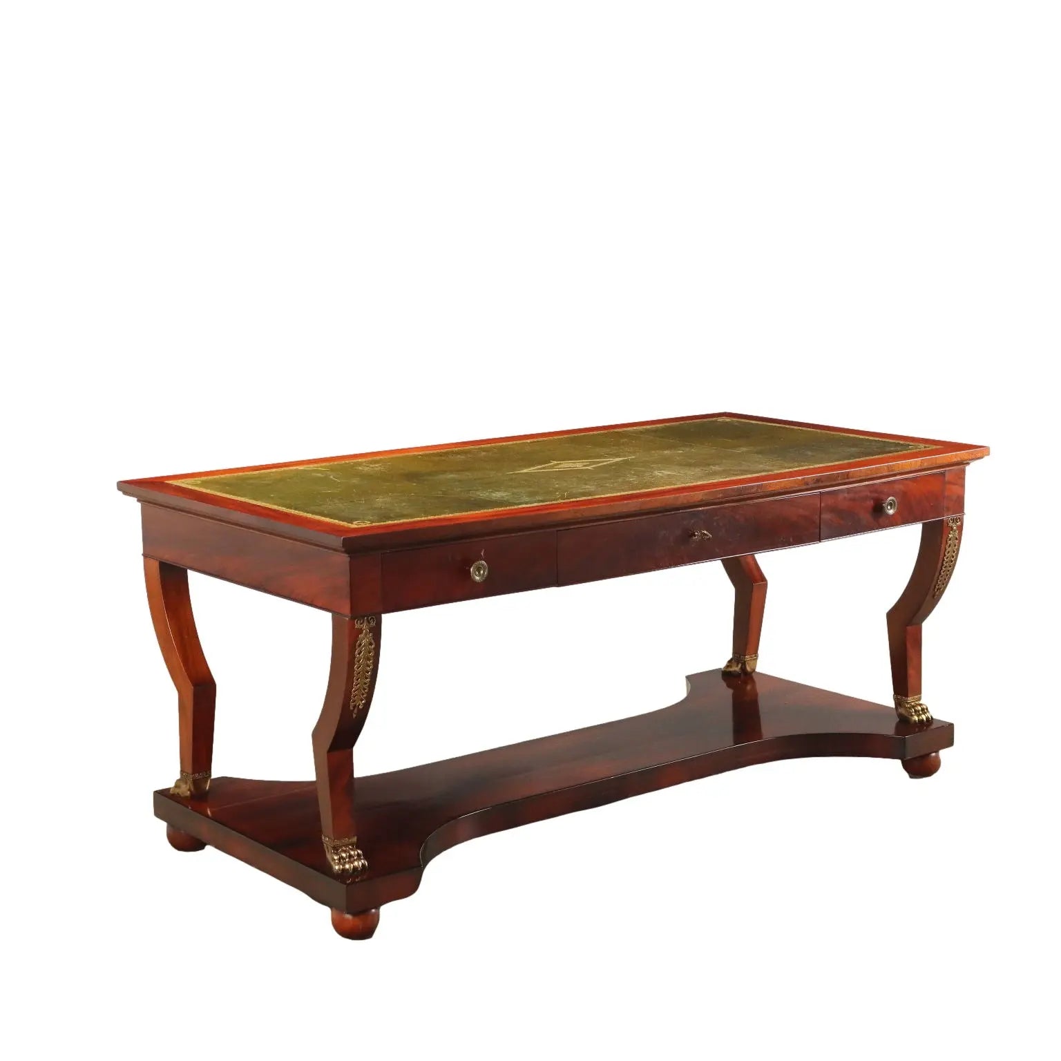 Antique Writing Desk Bureau Plat Empire Italy '900 Mahogany Veneered - Italy, XX Century | Antiques | Desks & Writing Desks