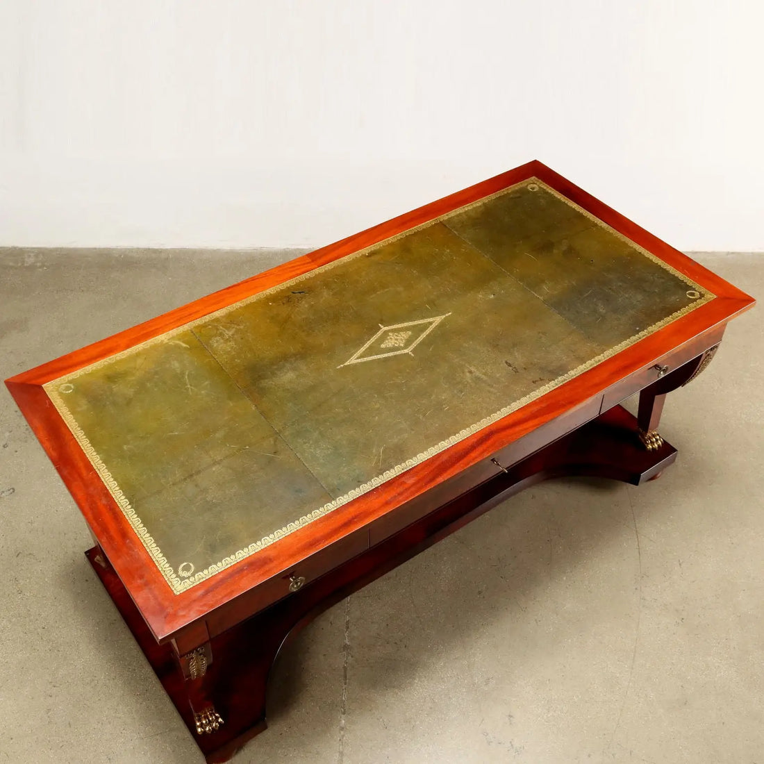 Antique Writing Desk Bureau Plat Empire Italy '900 Mahogany Veneered - Italy, XX Century | Antiques | Desks & Writing Desks