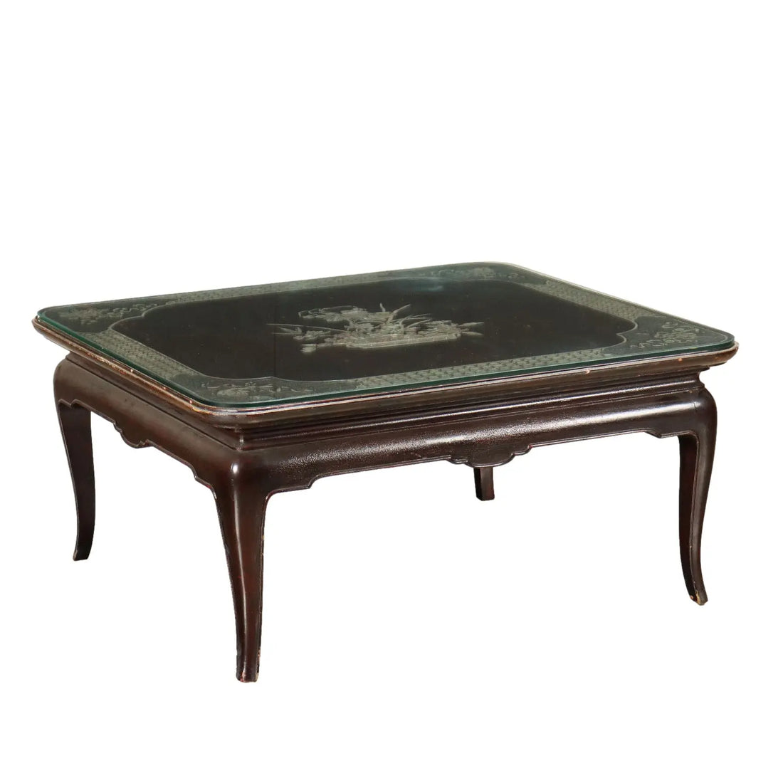 Ancient Coffee Table Chinese Style Engraved and Lacquered Exotic Wood - China, XX Century | Antiques | Side & Coffee Tables