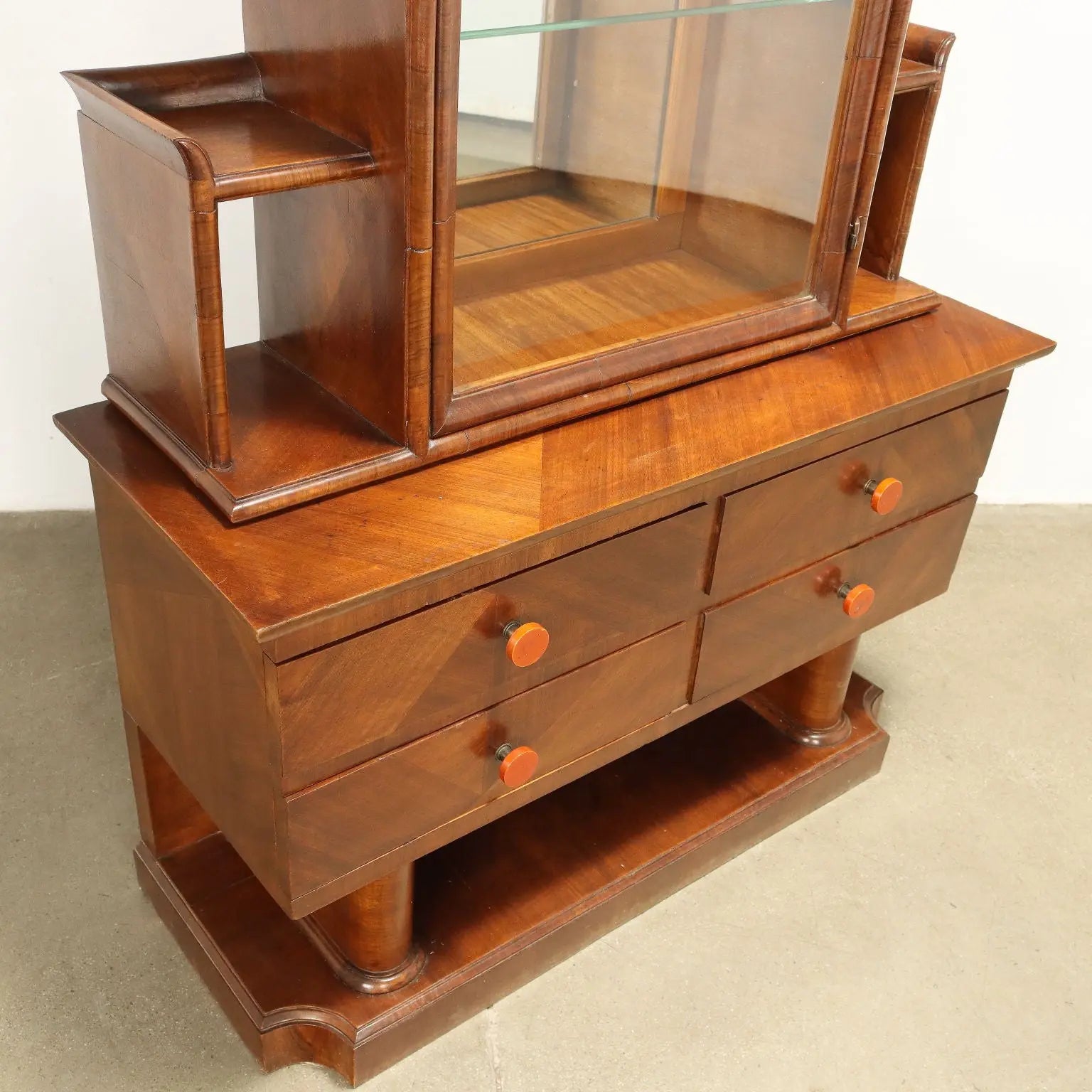 Antique Decò Showcase Walnut Drawers Cupboard Italy XIX Century - Italy, Early XIX Century | Antiques | Bookcases & Showcases
