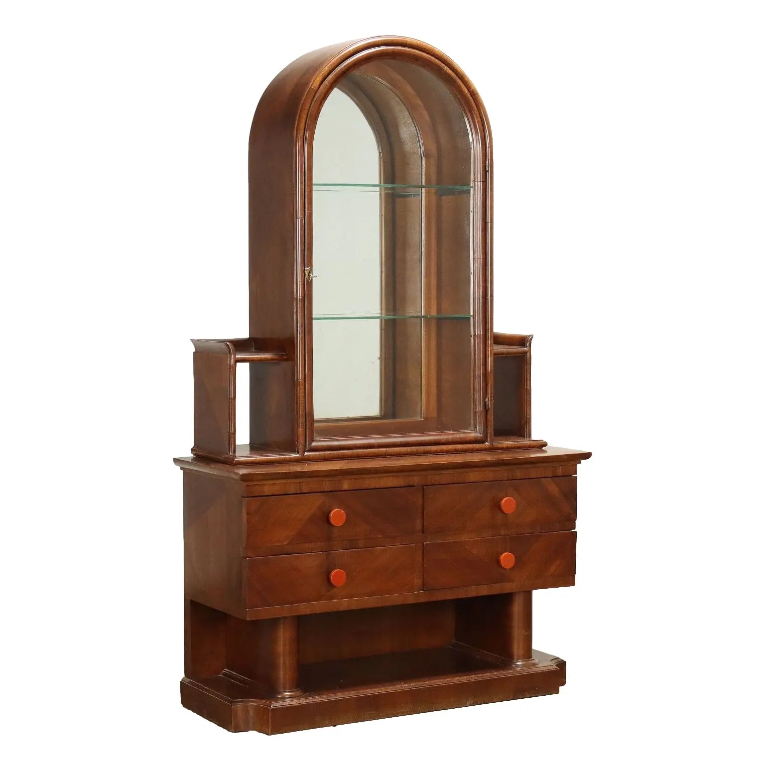Antique Decò Showcase Walnut Drawers Cupboard Italy XIX Century - Italy, Early XIX Century | Antiques | Bookcases & Showcases
