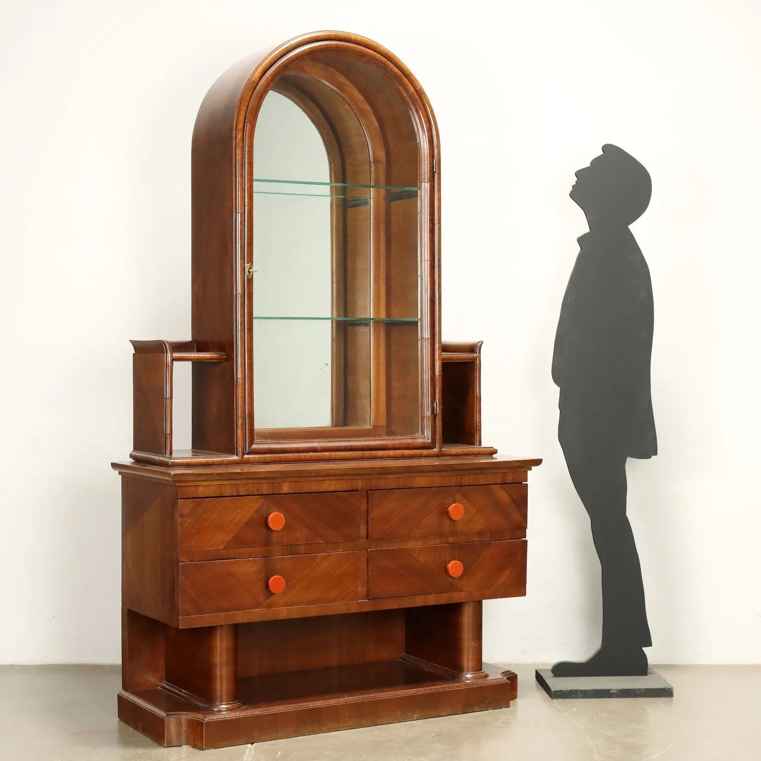 Antique Decò Showcase Walnut Drawers Cupboard Italy XIX Century - Italy, Early XIX Century | Antiques | Bookcases & Showcases