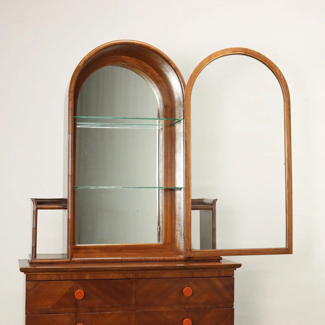 Antique Decò Showcase Walnut Drawers Cupboard Italy XIX Century - Italy, Early XIX Century | Antiques | Bookcases & Showcases