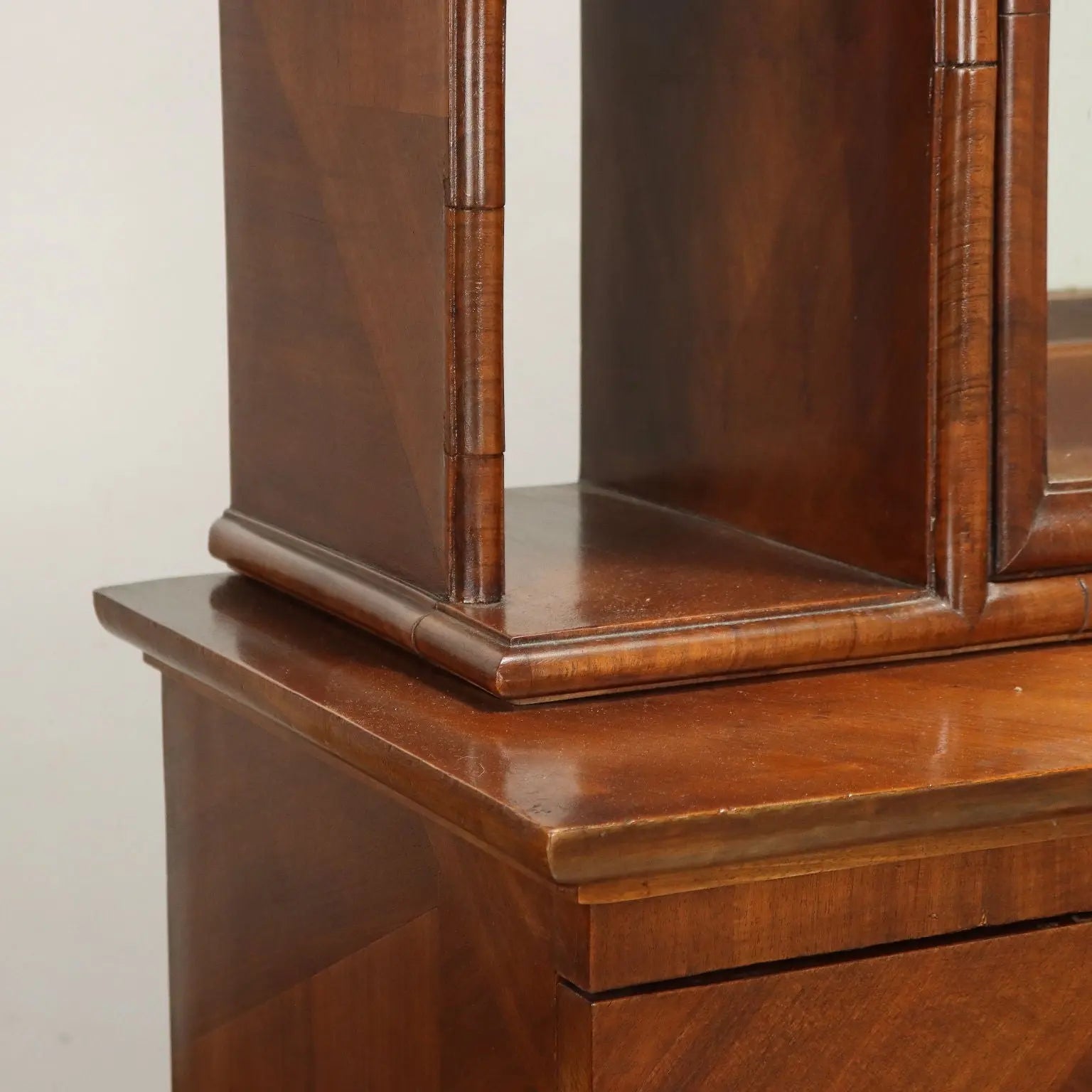 Antique Decò Showcase Walnut Drawers Cupboard Italy XIX Century - Italy, Early XIX Century | Antiques | Bookcases & Showcases