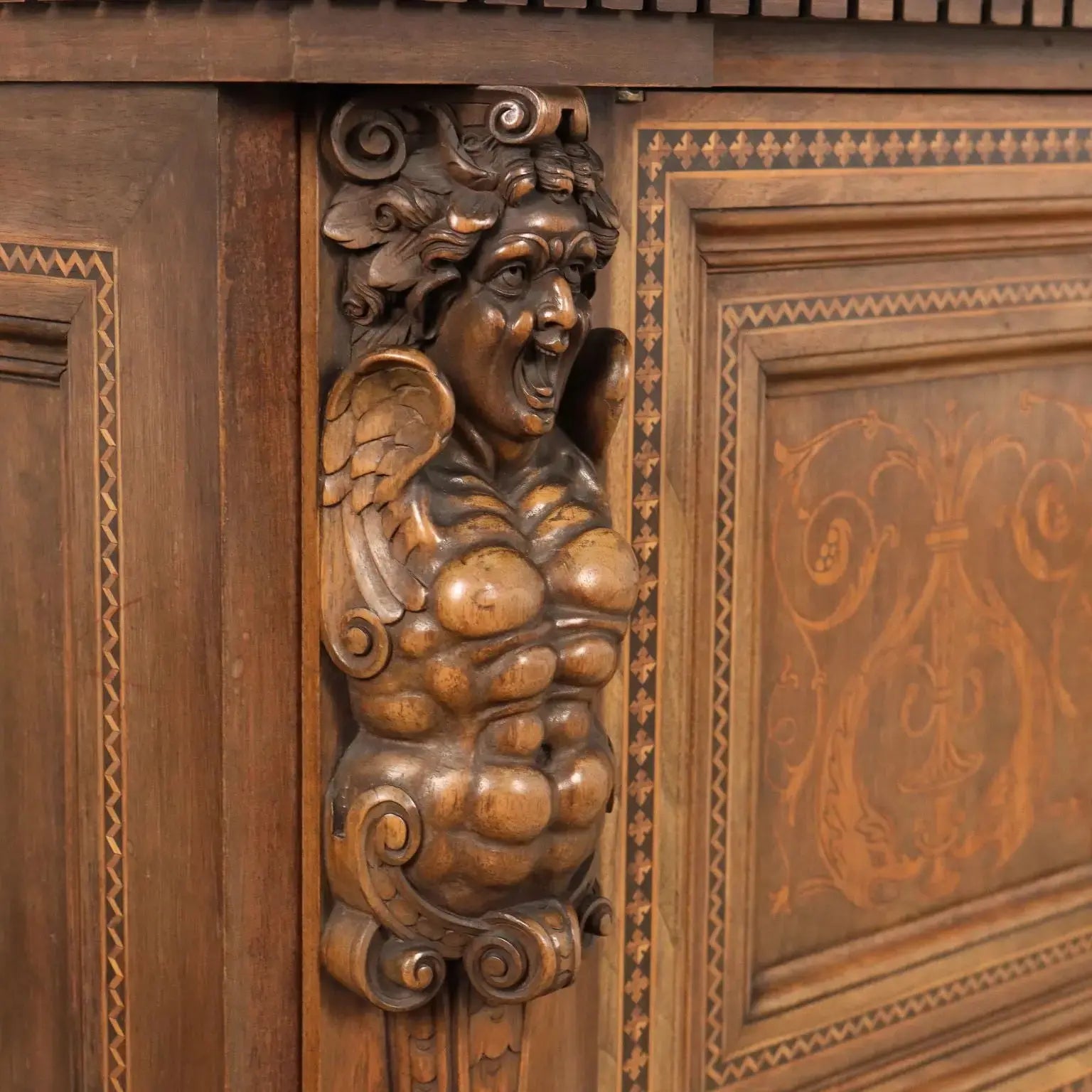 Antique Cabinet Neo-Renaissance Walnut Maple Inlays XX Century - Italy, Early XX Century | Antiques | Other Furniture