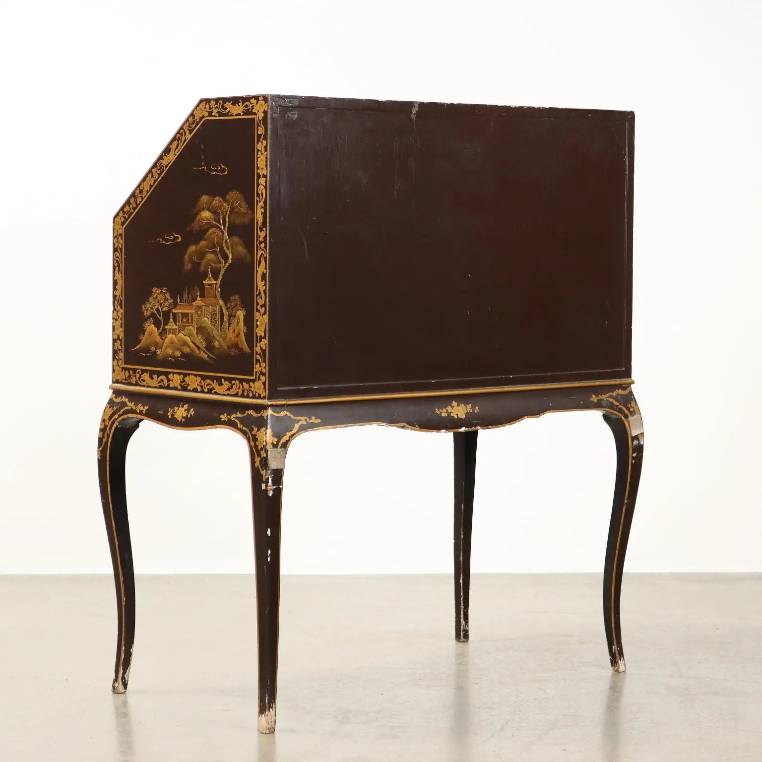 Antique Drop Leaf Cabinet Chinoiserie Walnut Italy XX Century - Italy, XX Century | Antiques | Drop-Leaf Secretaire & Secretaire