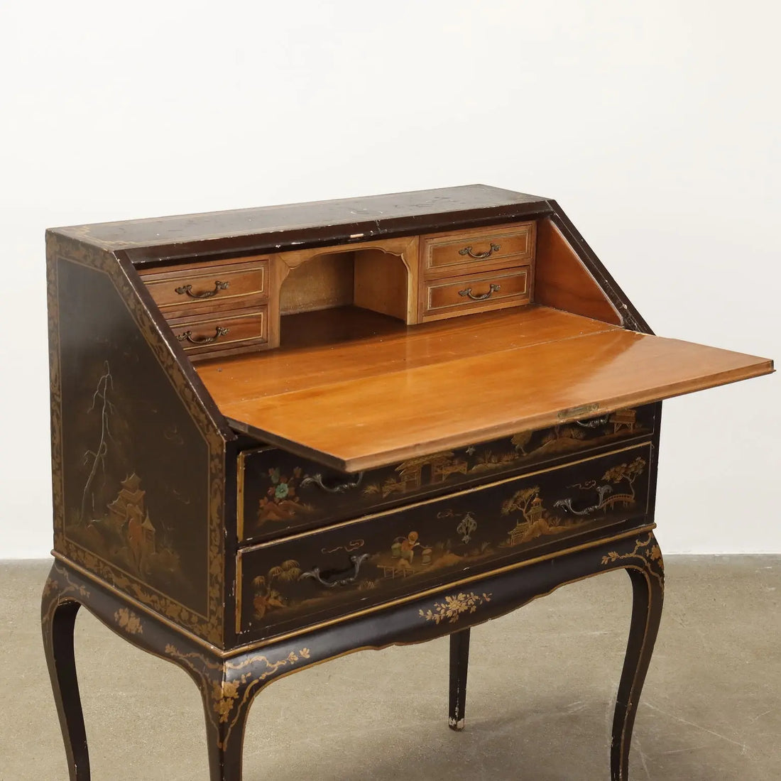 Antique Drop Leaf Cabinet Chinoiserie Walnut Italy XX Century - Italy, XX Century | Antiques | Drop-Leaf Secretaire & Secretaire