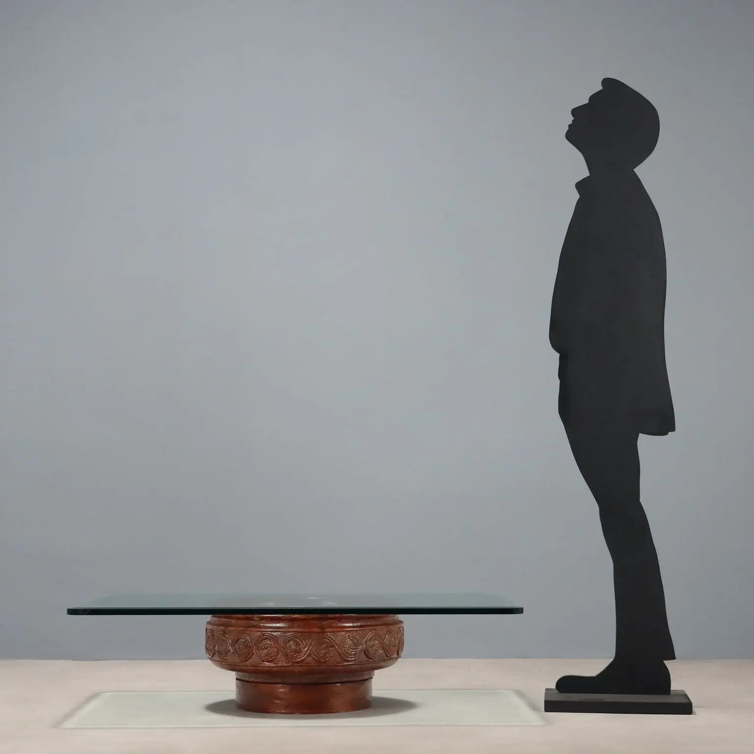 Vintage Coffee Table Glass Top Terracotta Basement XX Century - Italy, XX Century | Antiques | Side & Coffee Tables