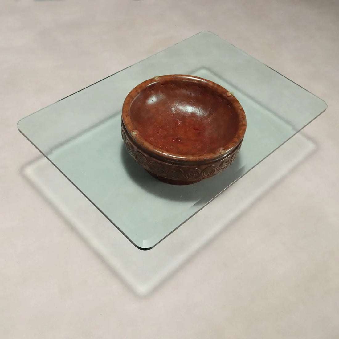Vintage Coffee Table Glass Top Terracotta Basement XX Century - Italy, XX Century | Antiques | Side & Coffee Tables