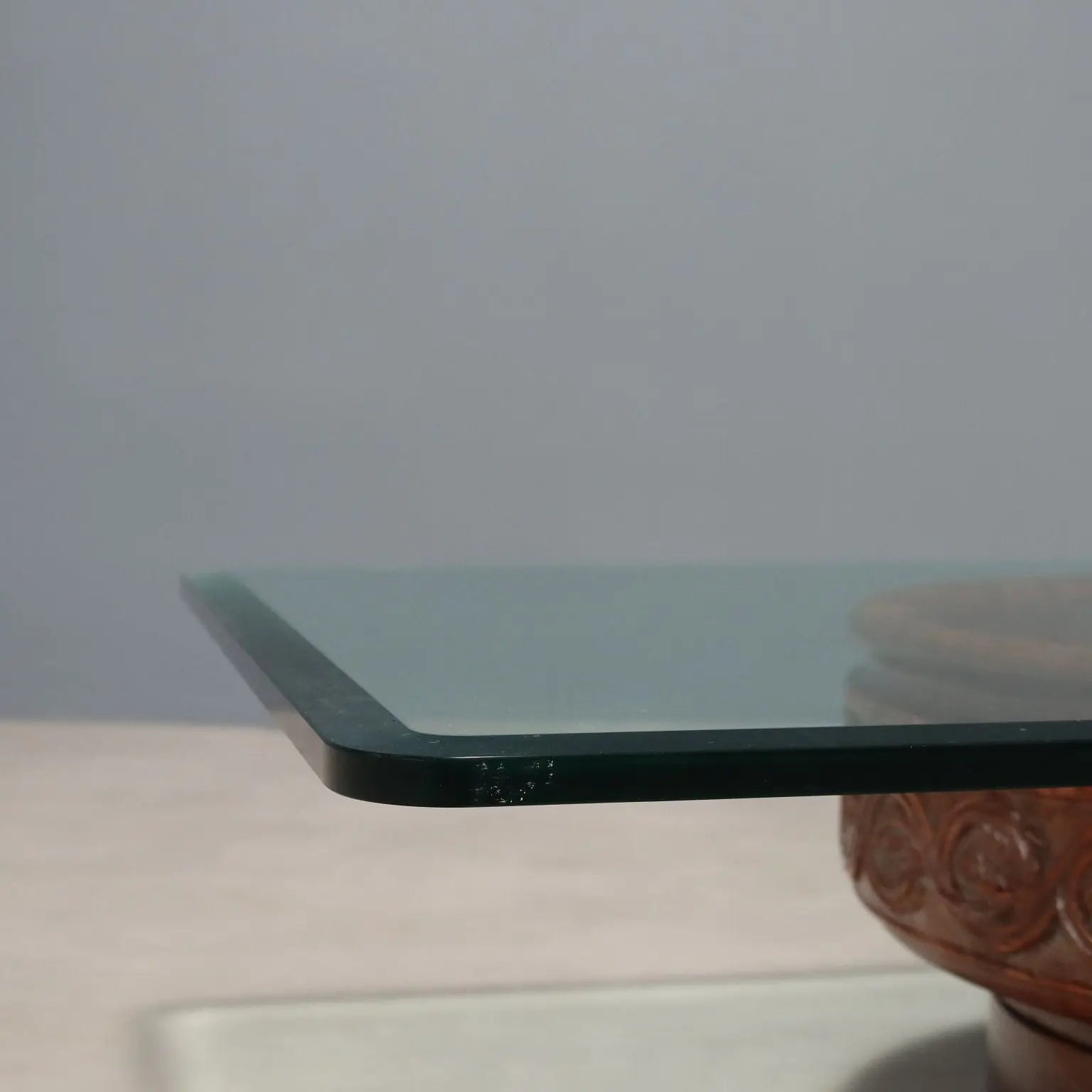 Vintage Coffee Table Glass Top Terracotta Basement XX Century - Italy, XX Century | Antiques | Side & Coffee Tables