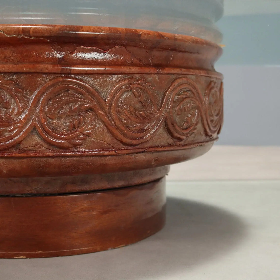 Vintage Coffee Table Glass Top Terracotta Basement XX Century - Italy, XX Century | Antiques | Side & Coffee Tables
