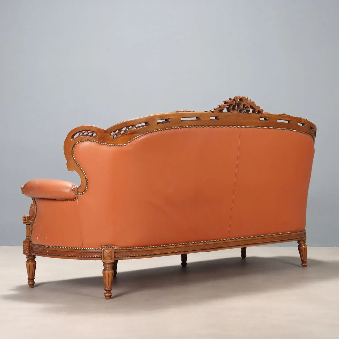 Antique Sofa Neoclassical Style Walnut Leather XX Century - Italy, Early XX Century | Antiques | Seating