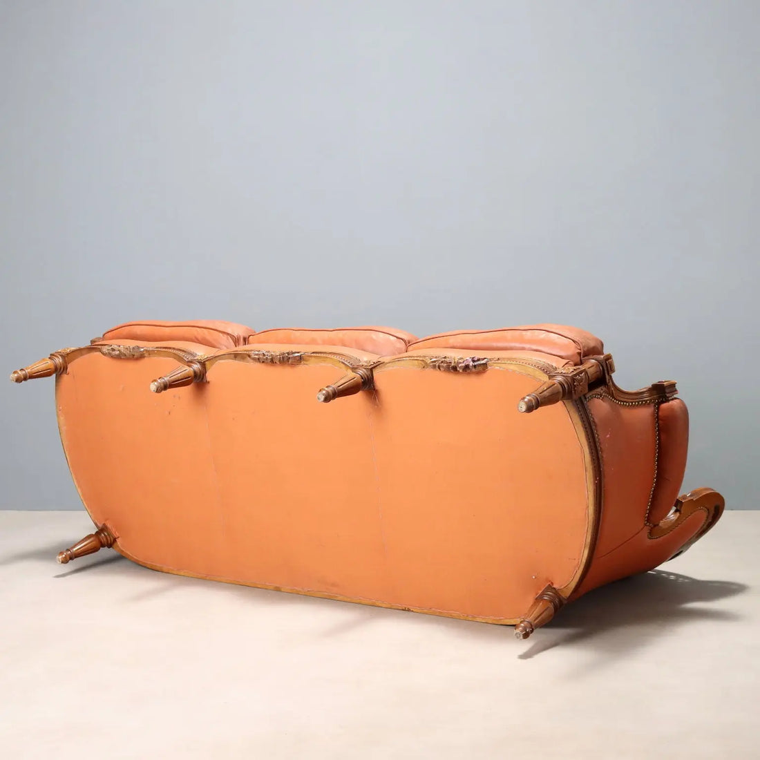 Antique Sofa Neoclassical Style Walnut Leather XX Century - Italy, Early XX Century | Antiques | Seating