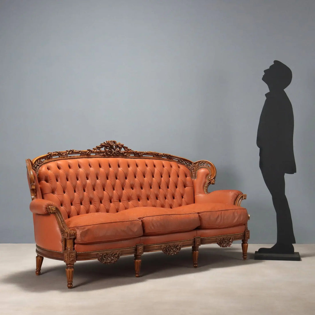 Antique Sofa Neoclassical Style Walnut Leather XX Century - Italy, Early XX Century | Antiques | Seating