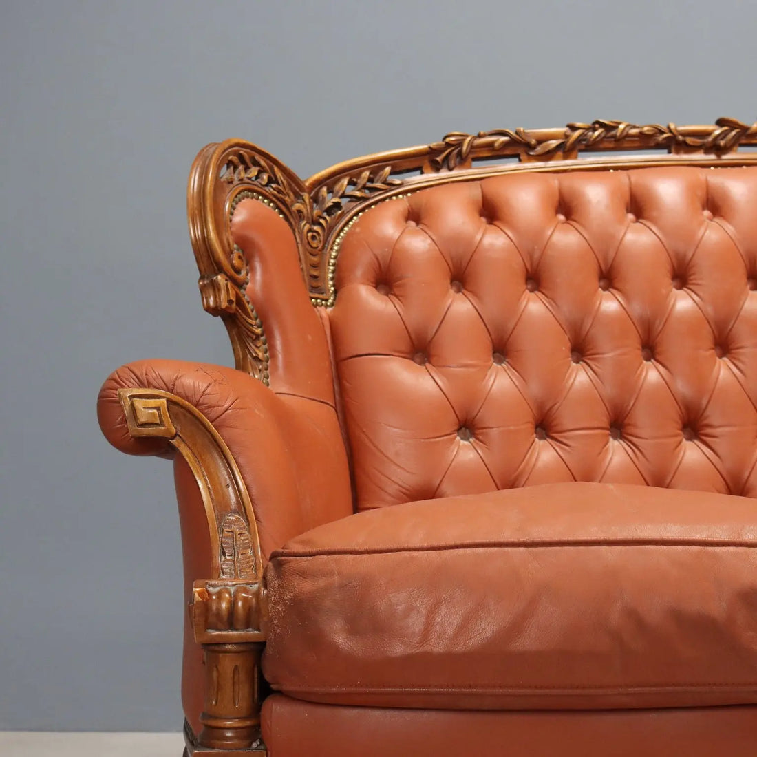 Antique Sofa Neoclassical Style Walnut Leather XX Century - Italy, Early XX Century | Antiques | Seating