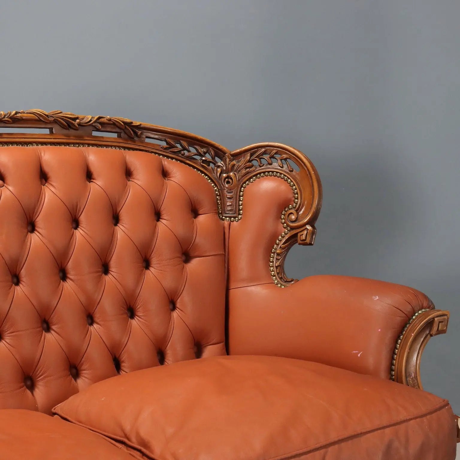 Antique Sofa Neoclassical Style Walnut Leather XX Century - Italy, Early XX Century | Antiques | Seating