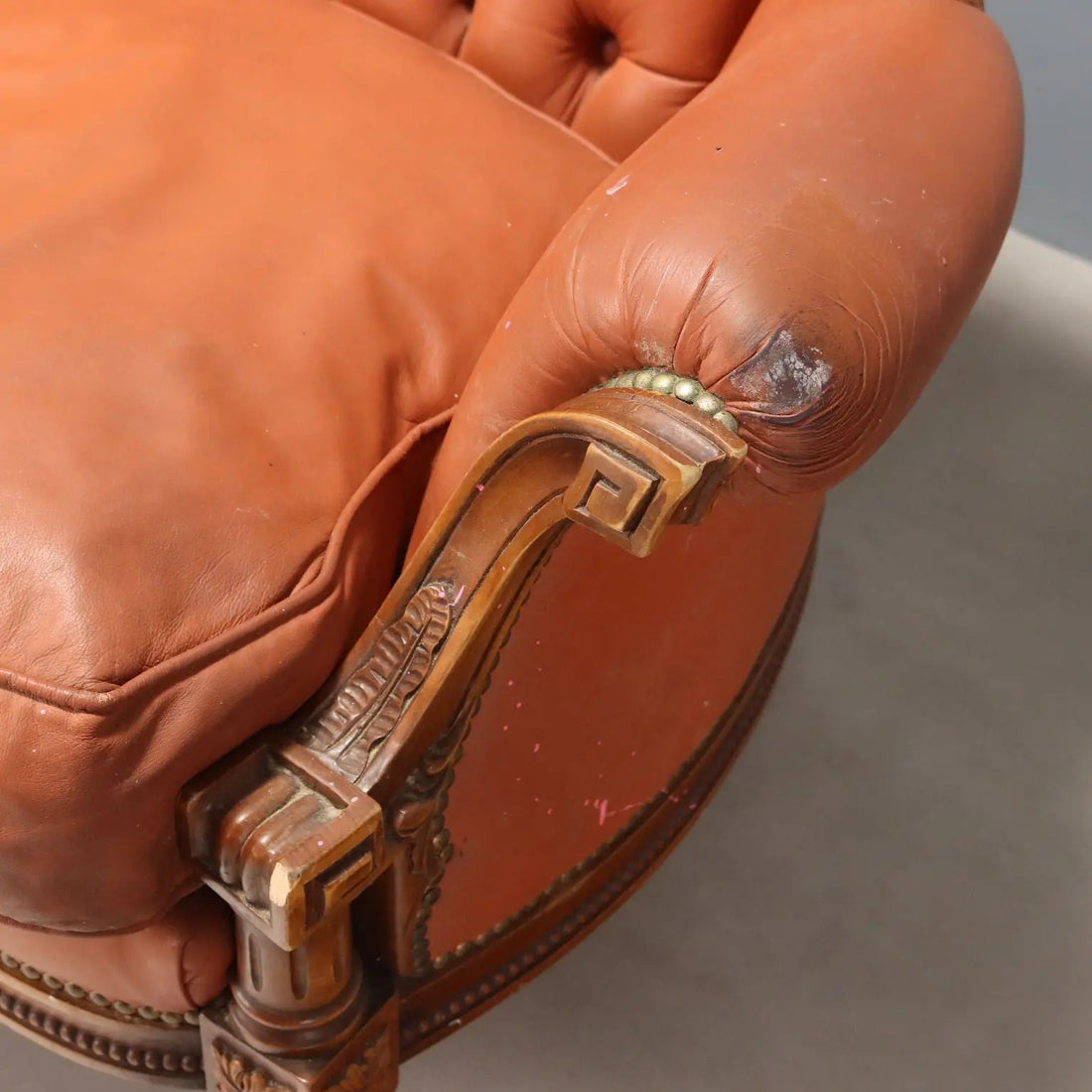Antique Sofa Neoclassical Style Walnut Leather XX Century - Italy, Early XX Century | Antiques | Seating