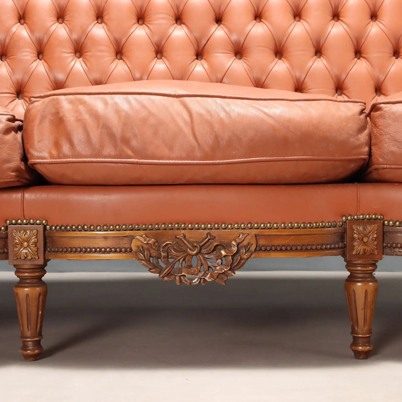 Antique Sofa Neoclassical Style Walnut Leather XX Century - Italy, Early XX Century | Antiques | Seating