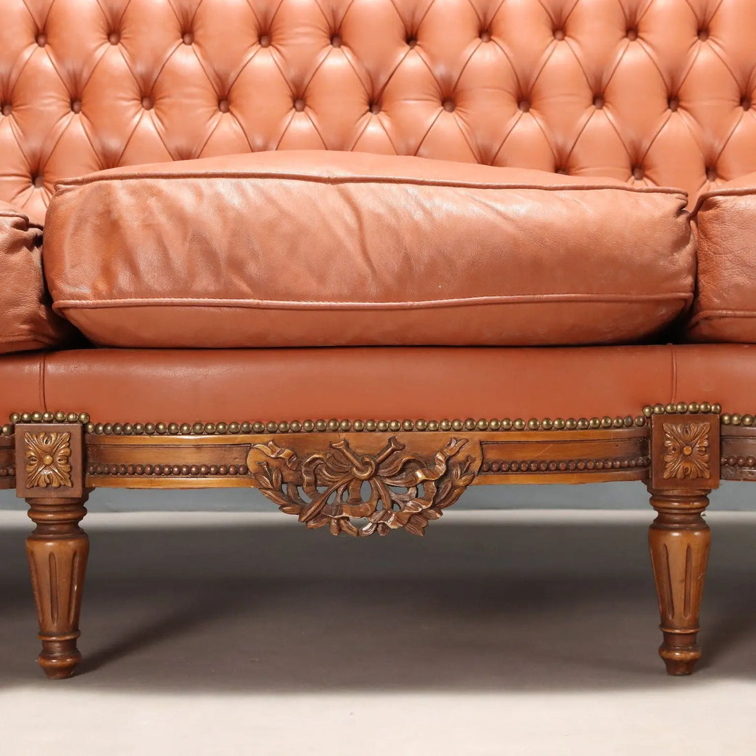 Antique Sofa Neoclassical Style Walnut Leather XX Century - Italy, Early XX Century | Antiques | Seating