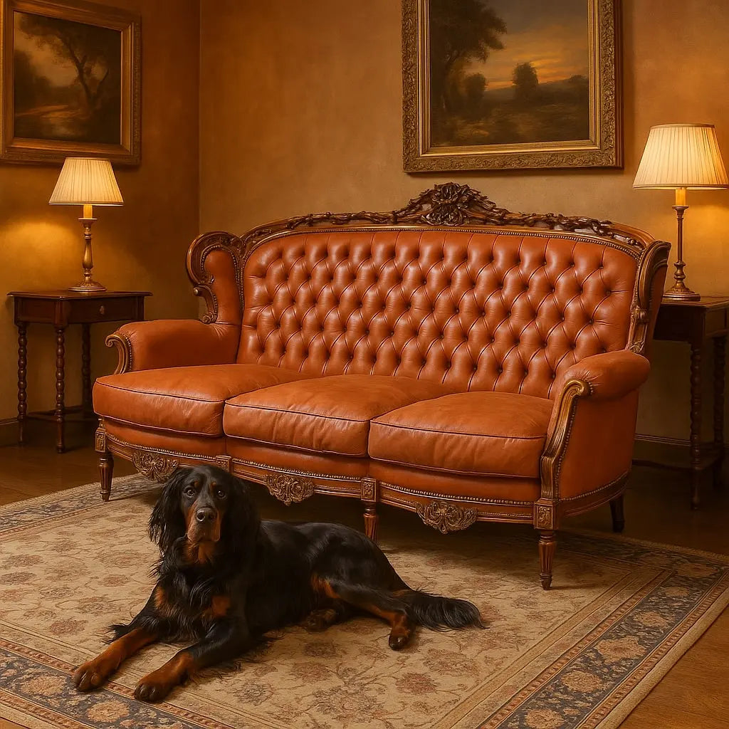 Antique Sofa Neoclassical Style Walnut Leather XX Century - Italy, Early XX Century | Antiques | Seating