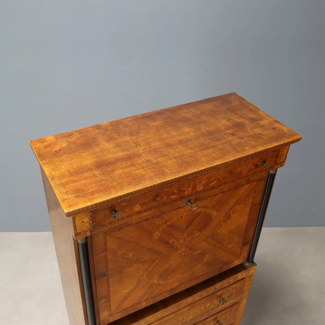 Antique Secrétaire Empire Style Walnut Veneer Italy XX Century - Italy, XX Century | Antiques | Drop-Leaf Secretaire & Secretaire