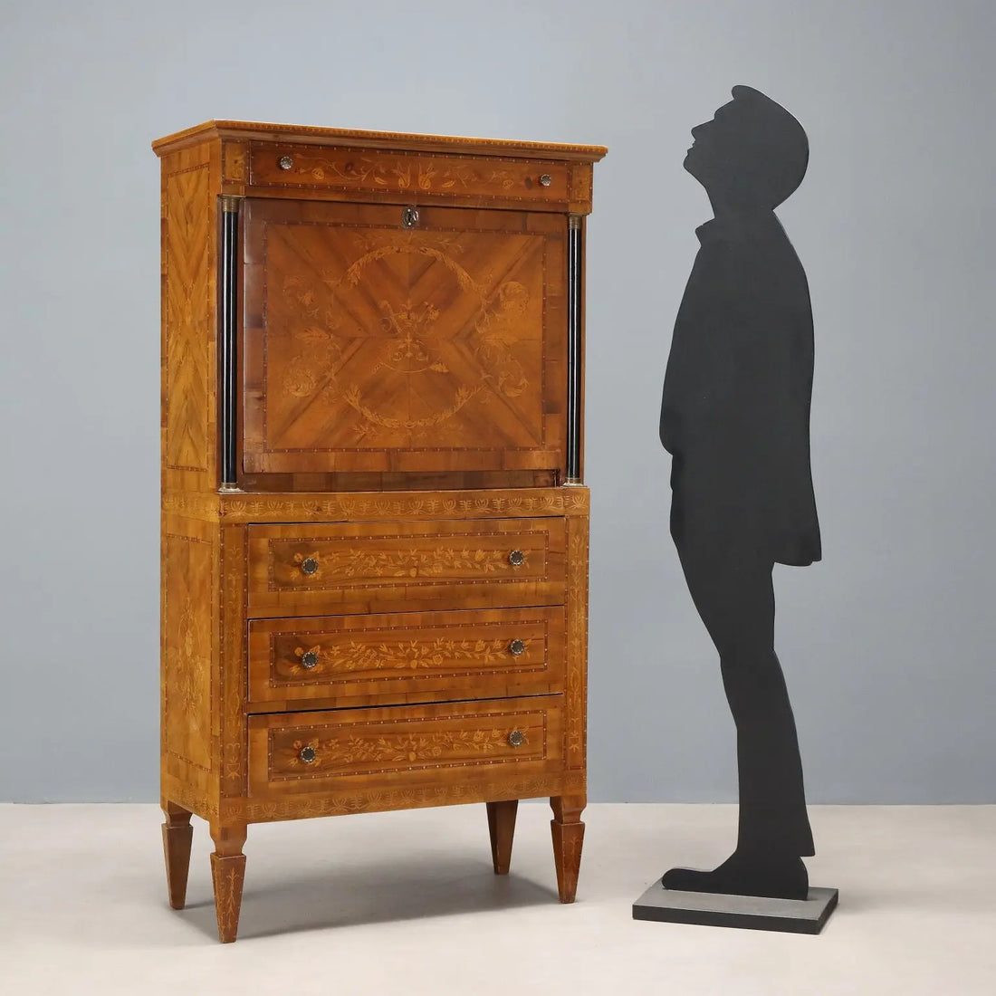 Antique Secrétaire Empire Style Walnut Veneer Italy XX Century - Italy, XX Century | Antiques | Drop-Leaf Secretaire & Secretaire