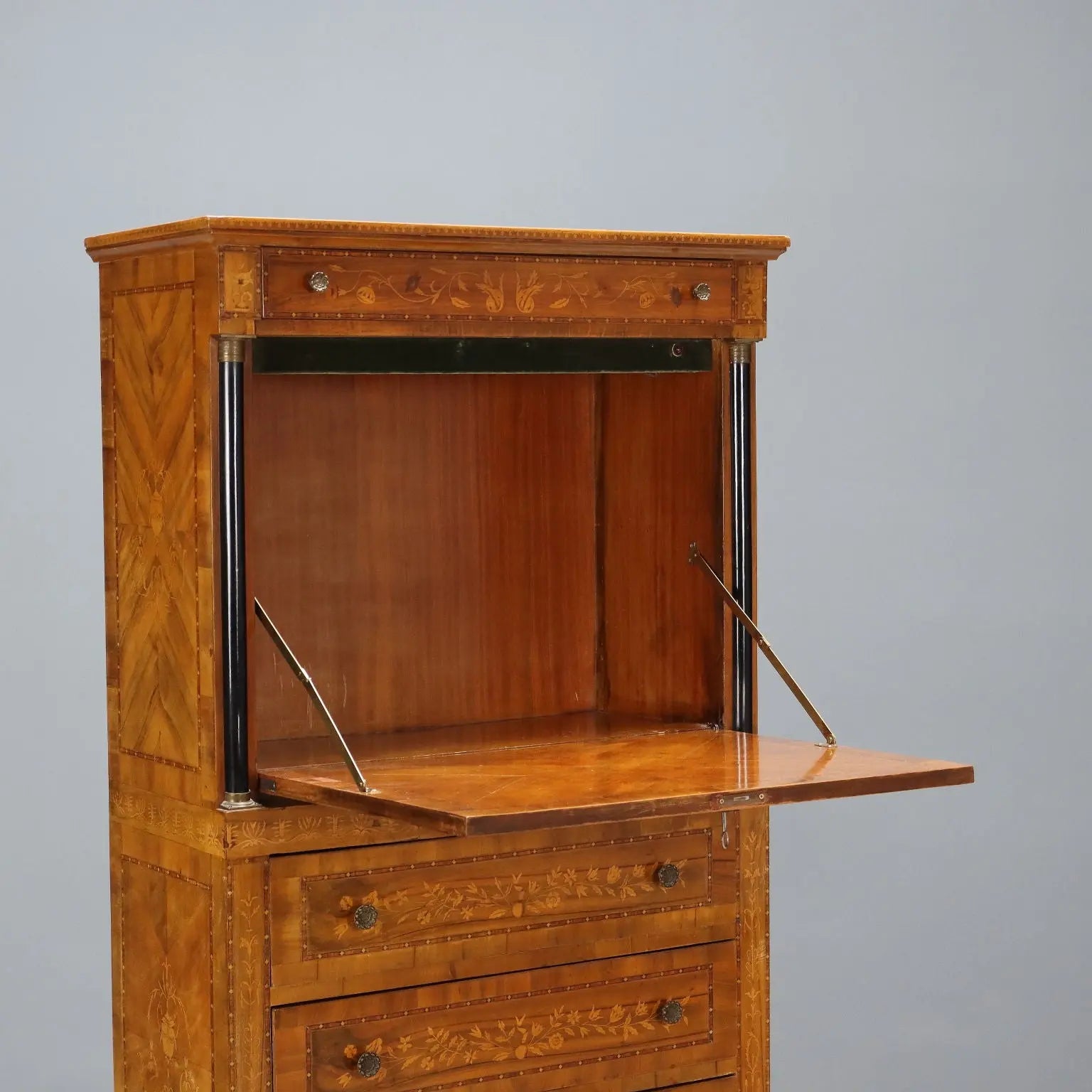 Antique Secrétaire Empire Style Walnut Veneer Italy XX Century - Italy, XX Century | Antiques | Drop-Leaf Secretaire & Secretaire
