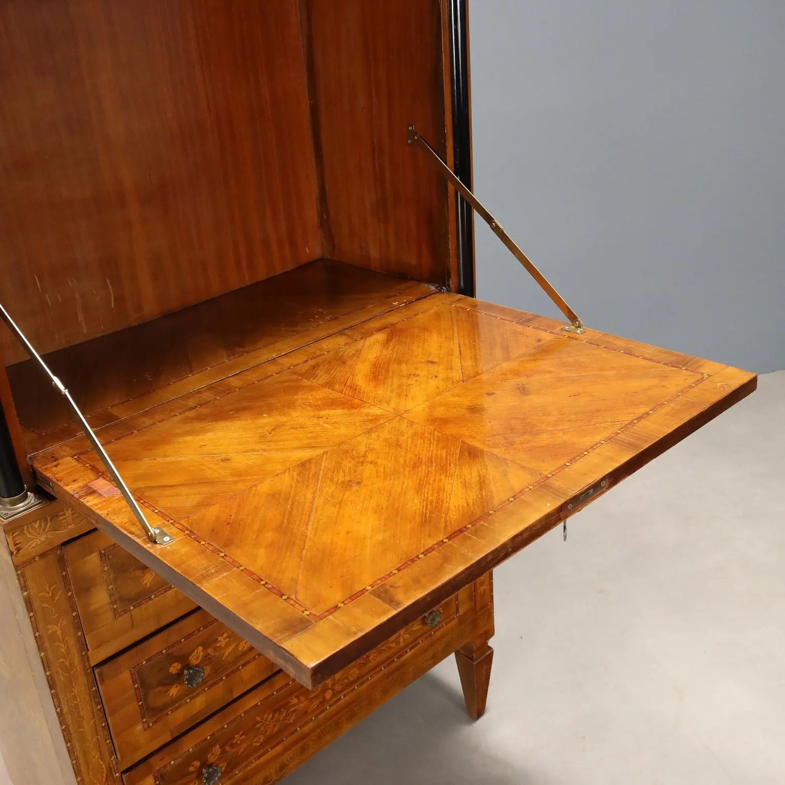 Antique Secrétaire Empire Style Walnut Veneer Italy XX Century - Italy, XX Century | Antiques | Drop-Leaf Secretaire & Secretaire