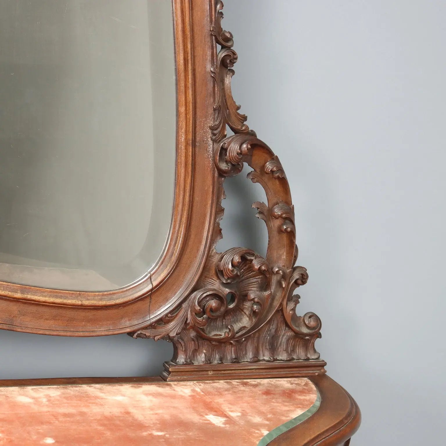 Antique Console Mahogany Velvet Glass Italy XIX Century - Italy, Late XIX Century | Antiques | Consoles