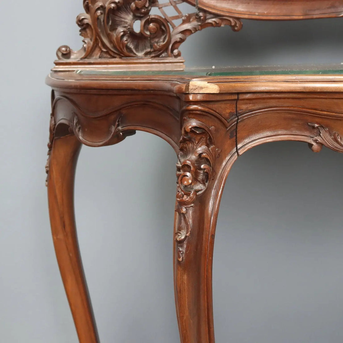 Antique Console Mahogany Velvet Glass Italy XIX Century - Italy, Late XIX Century | Antiques | Consoles