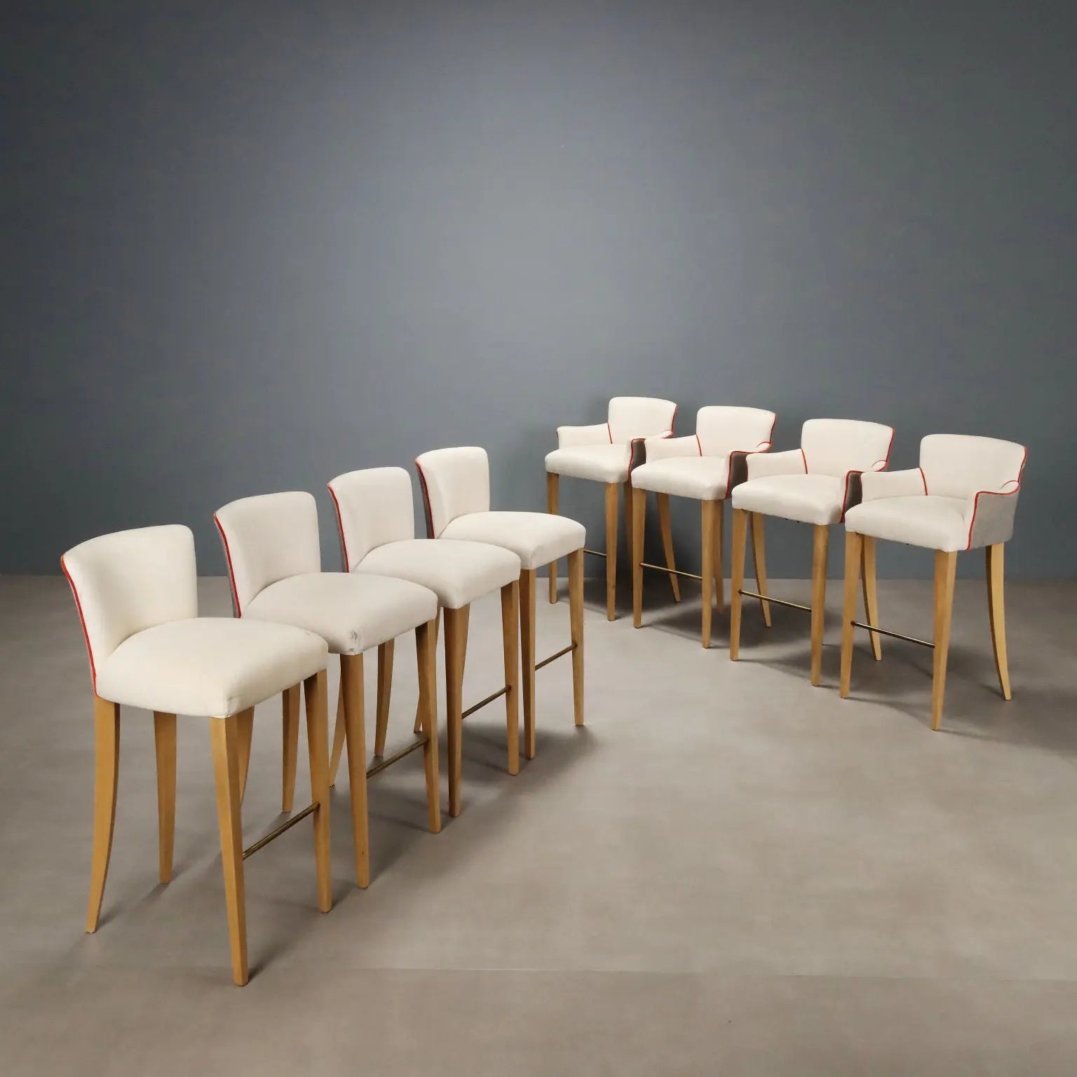 William Yeoward English Stools - Beech & Brass
