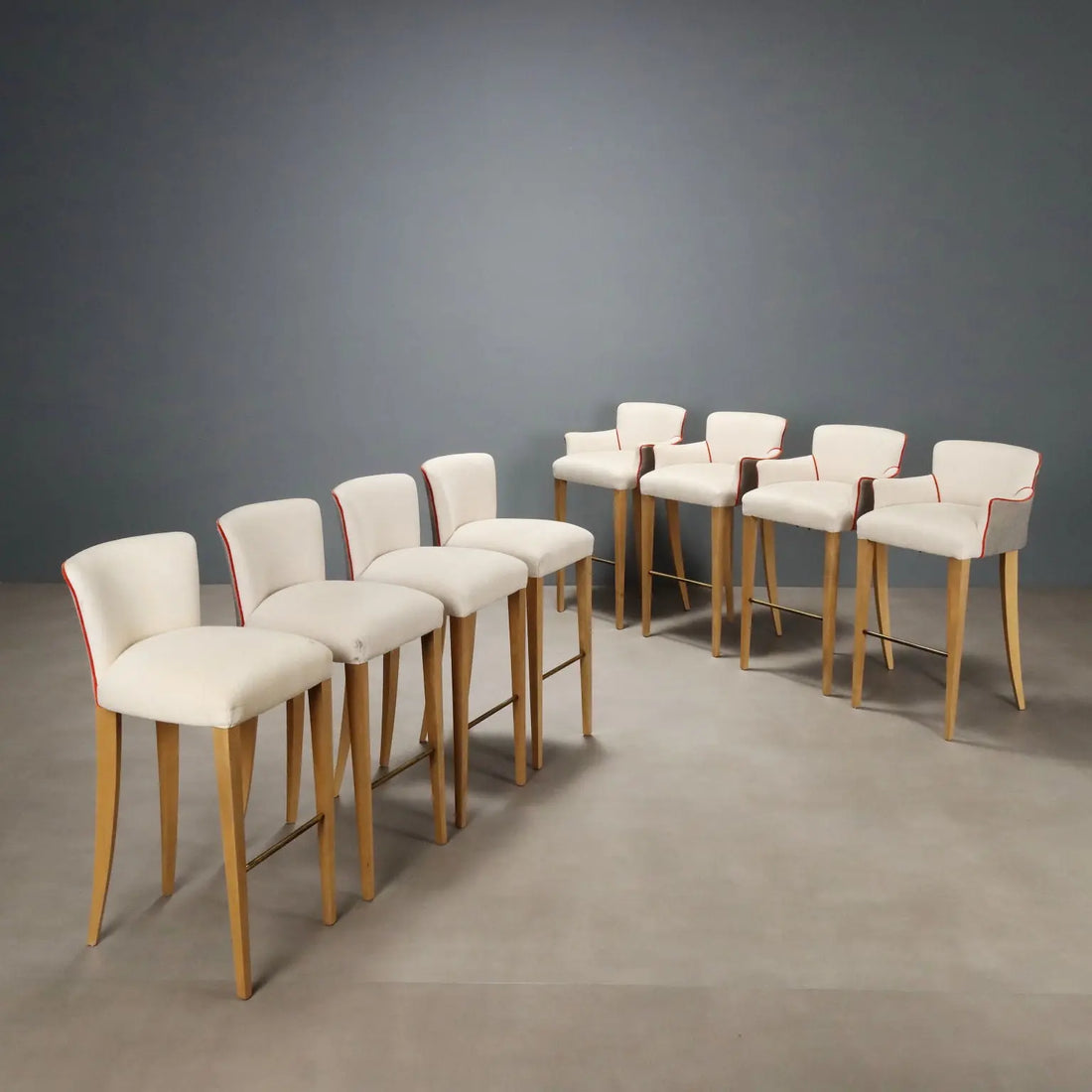 William Yeoward English Stools - Beech & Brass