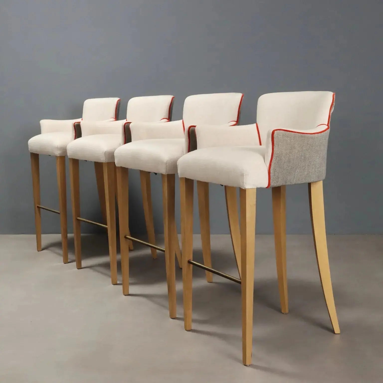 William Yeoward English Stools - Beech & Brass