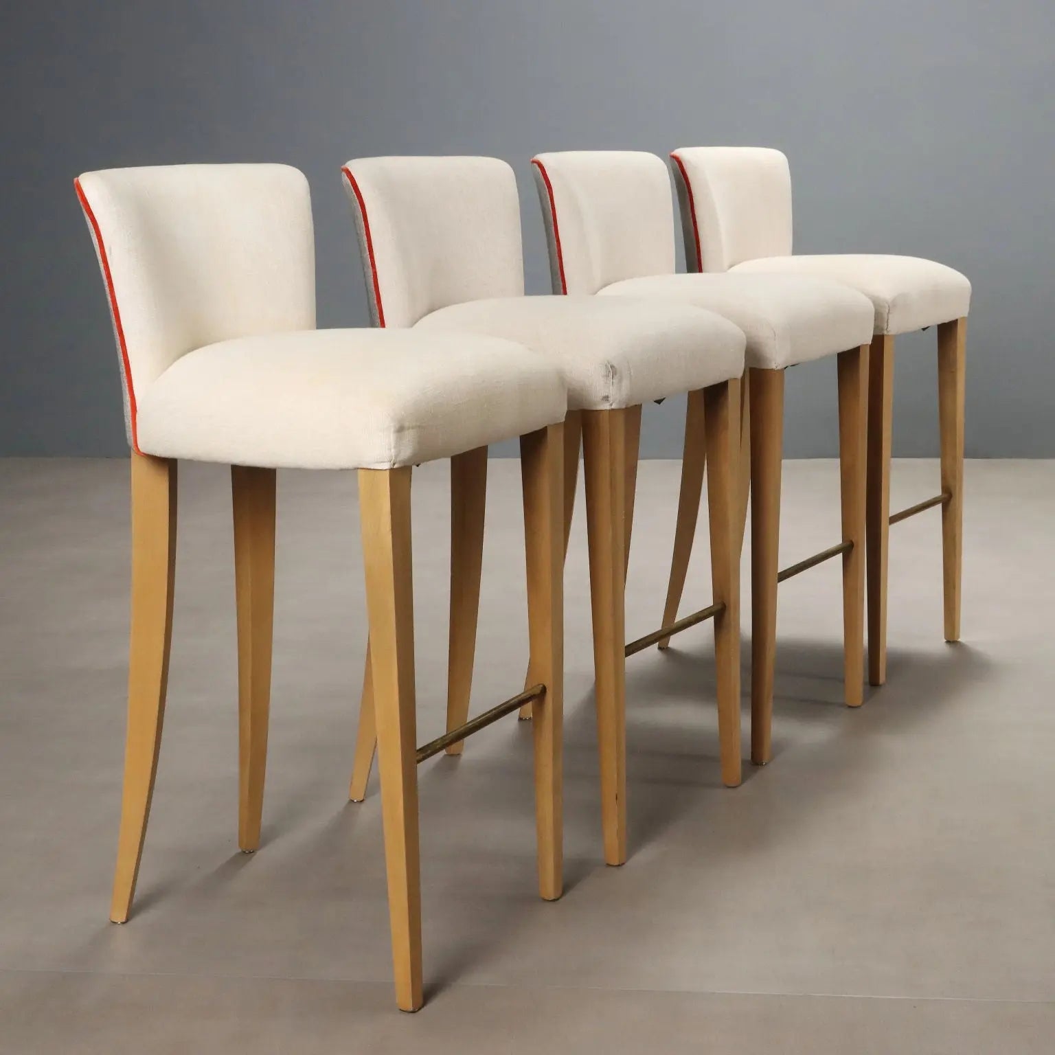 William Yeoward English Stools - Beech & Brass