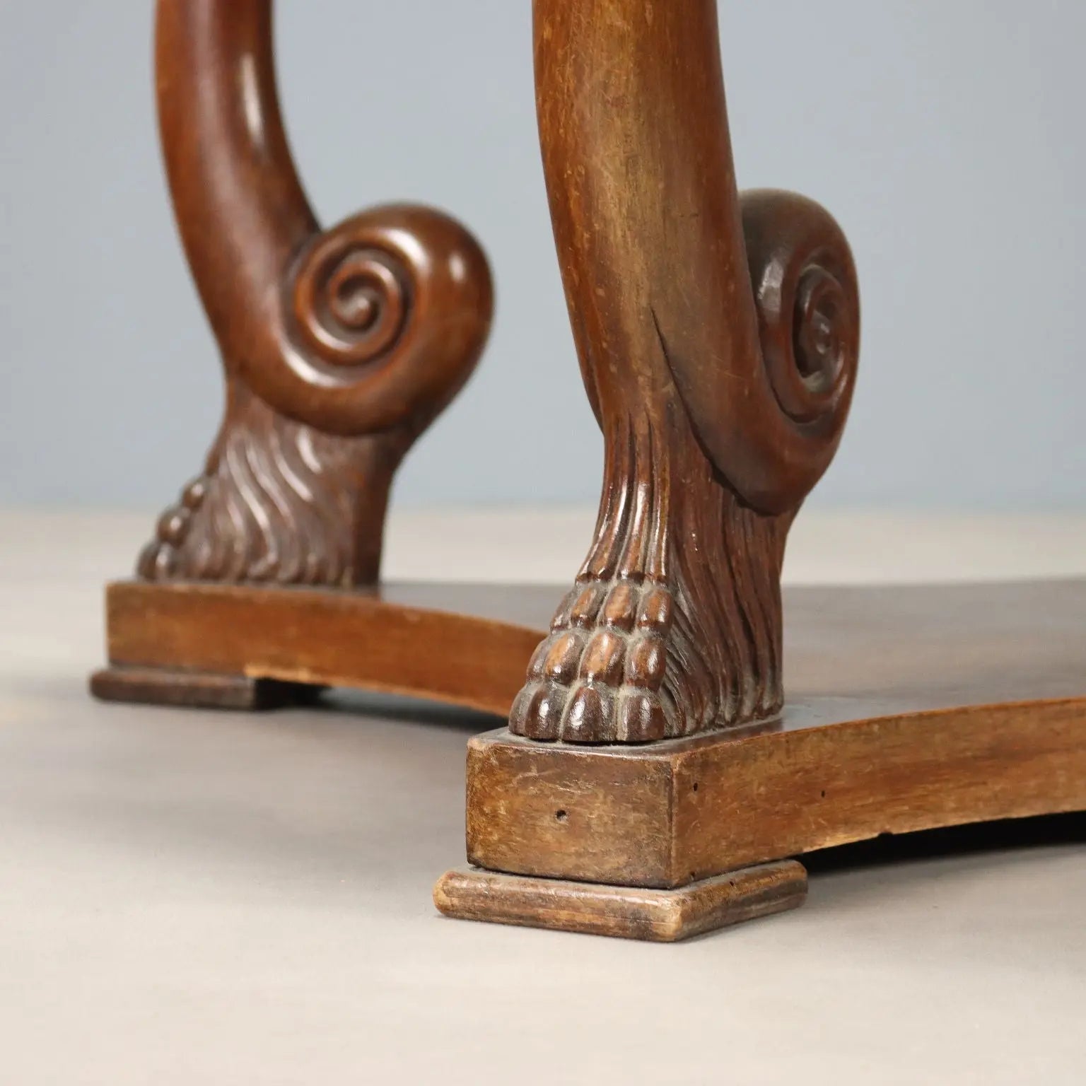Carved Walnut and Beech Table - Italy 20th Century