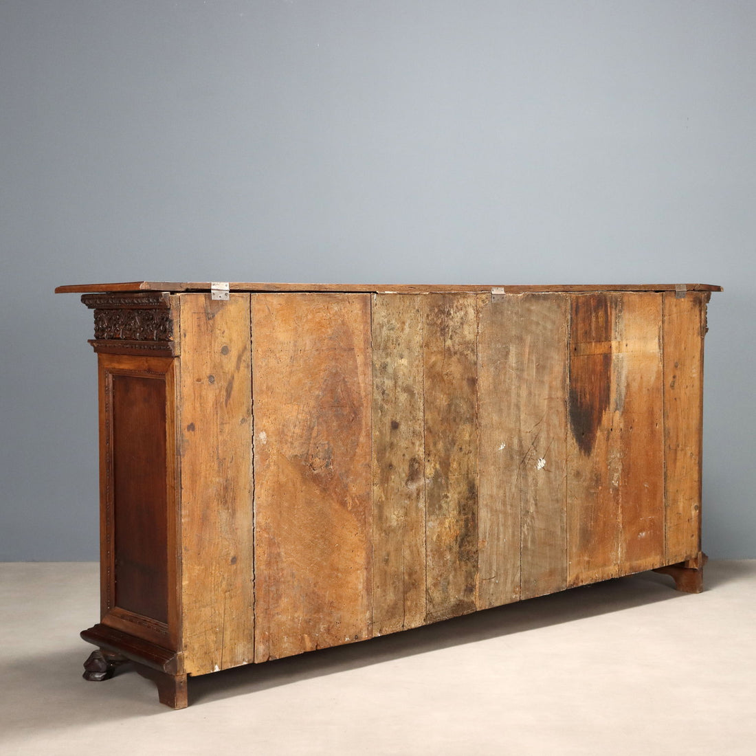 Antique Cupboard Walnut 4 Doors Decorations Italy XX Century