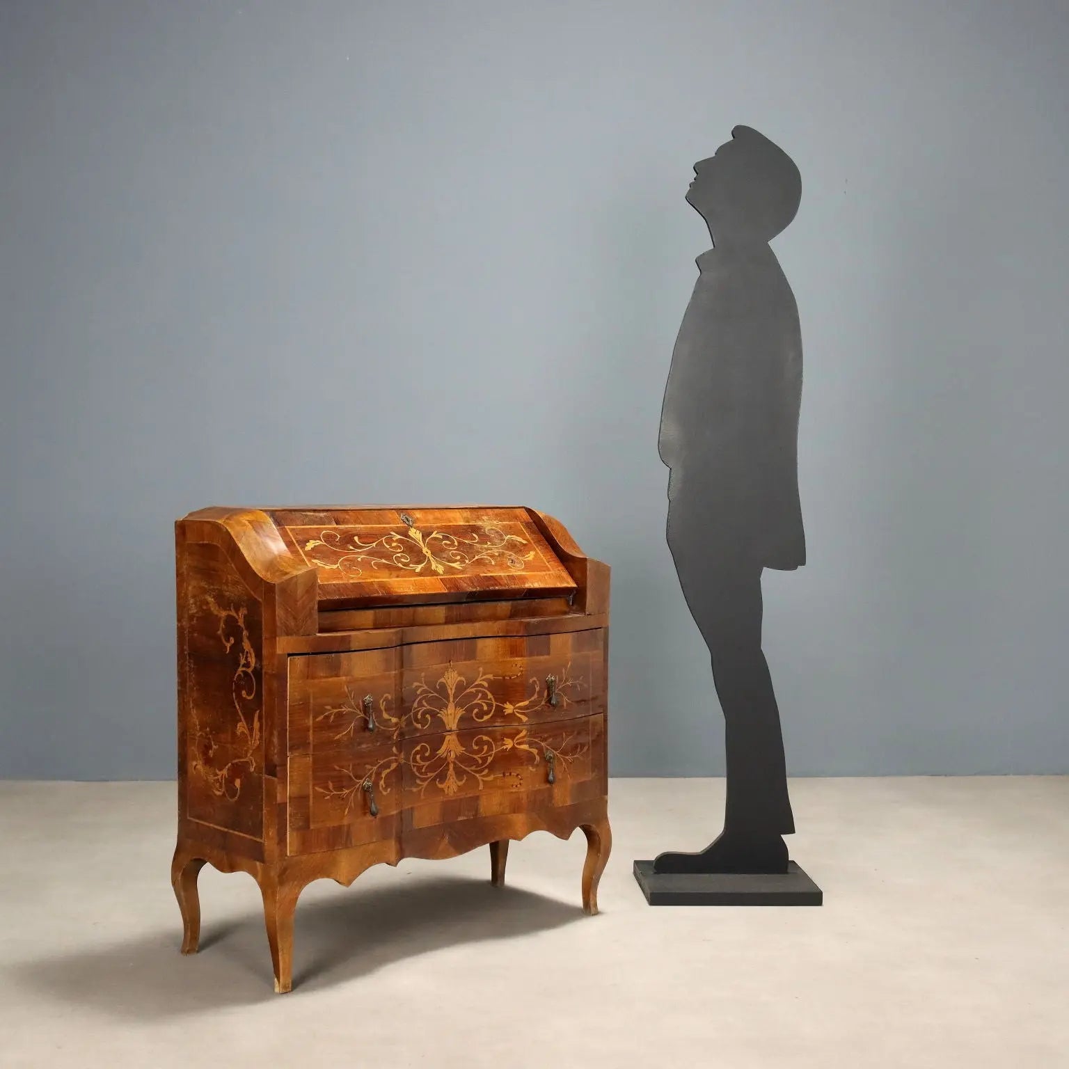 Antique Walnut Drop-Leaf Cabinet Maple 2 Drawers Italy XX Century - Italy, XX Century | Antiques | Desks & Writing Desks