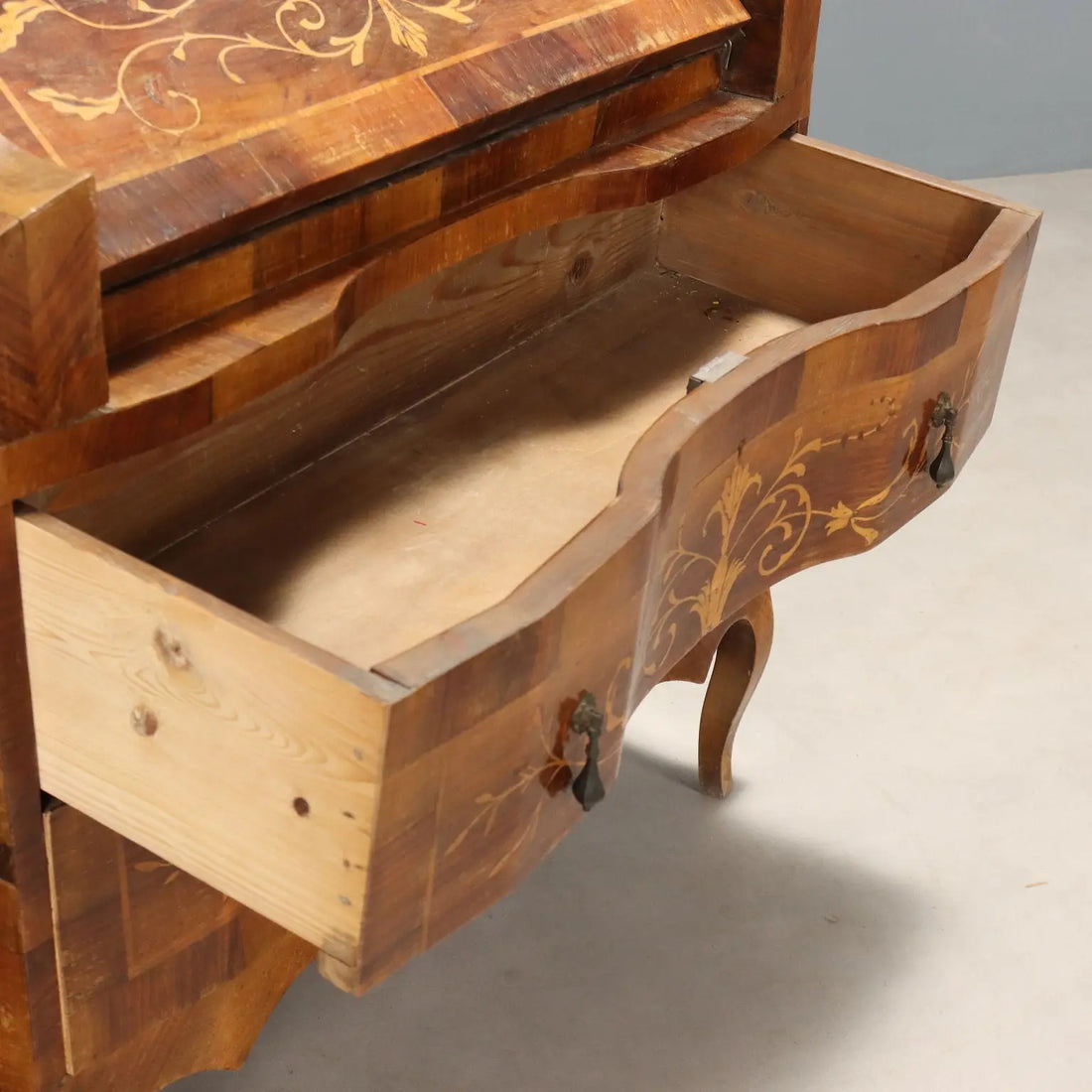 Antique Walnut Drop-Leaf Cabinet Maple 2 Drawers Italy XX Century - Italy, XX Century | Antiques | Desks & Writing Desks