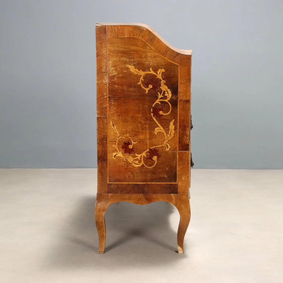 Antique Walnut Drop-Leaf Cabinet Maple 2 Drawers Italy XX Century - Italy, XX Century | Antiques | Desks & Writing Desks
