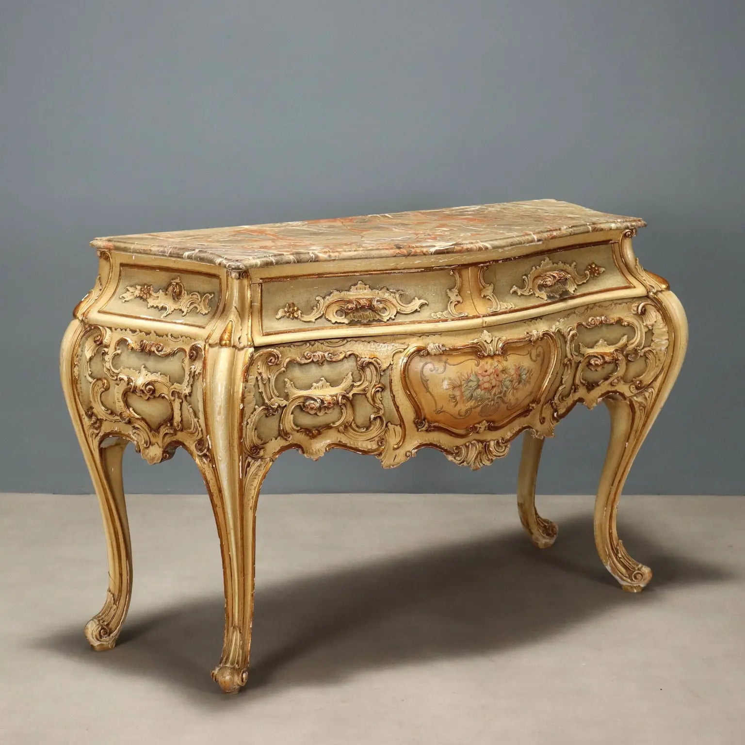 Antique Chest of Drawers Rococo Style Wood Marble XX Century - Italy, Mid XX Century | Antiques | Chest of Drawers & Commodes