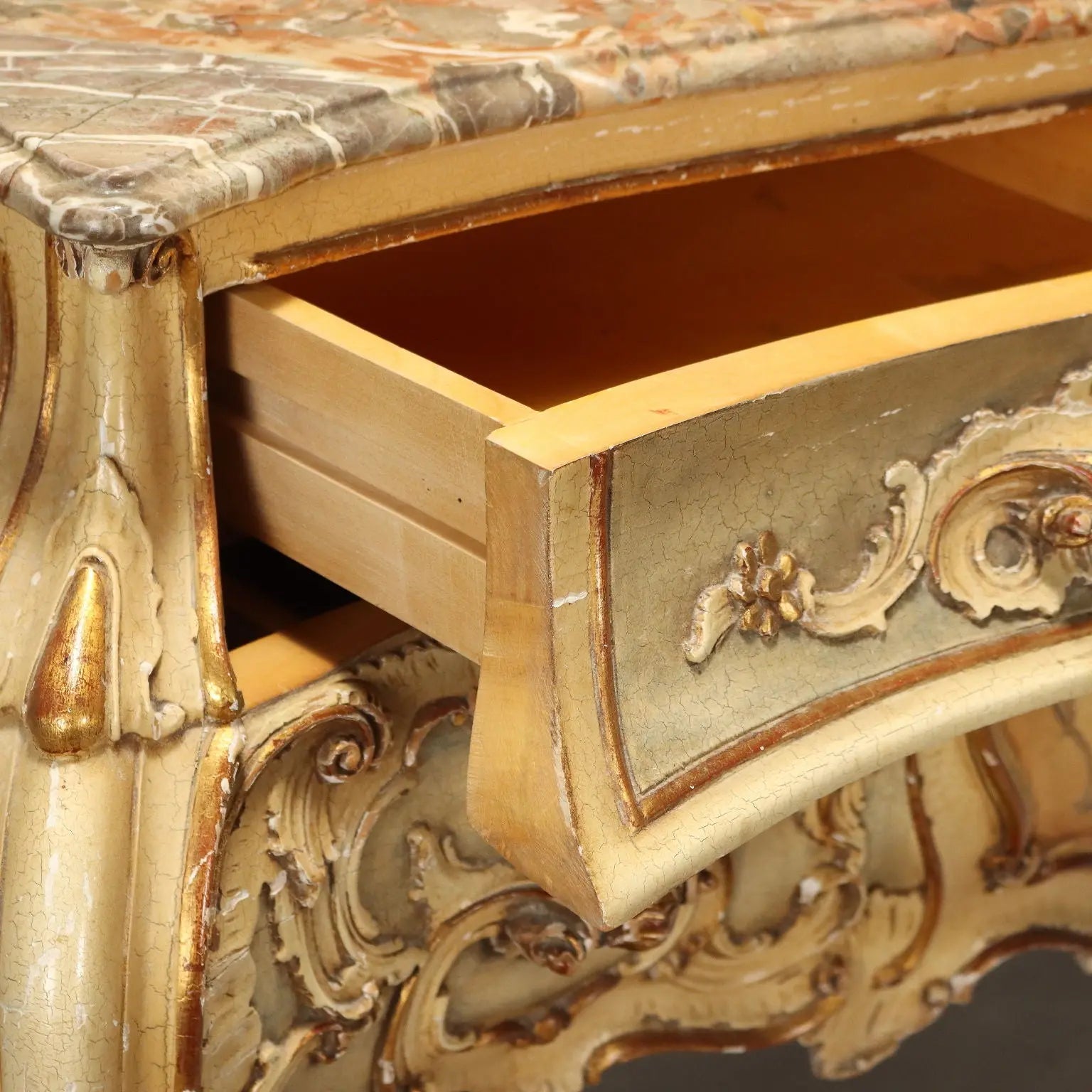 Antique Chest of Drawers Rococo Style Wood Marble XX Century - Italy, Mid XX Century | Antiques | Chest of Drawers & Commodes