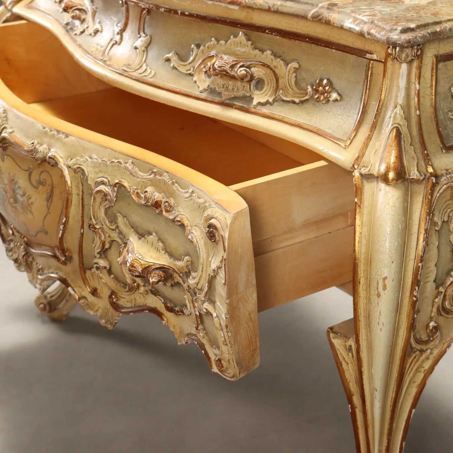 Antique Chest of Drawers Rococo Style Wood Marble XX Century - Italy, Mid XX Century | Antiques | Chest of Drawers & Commodes