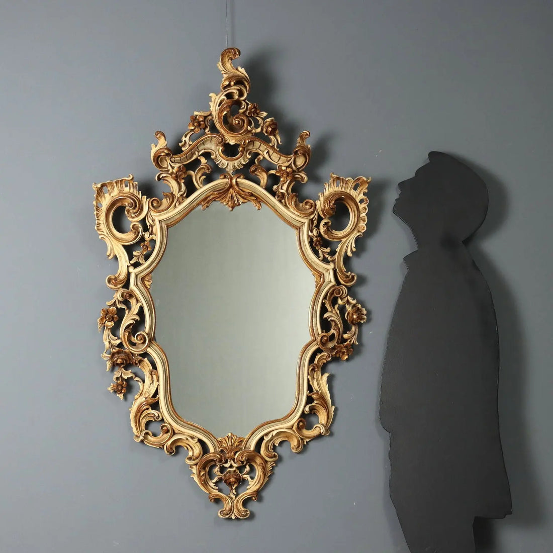 Lacquered and Gilded Rocaille Mirror - Italy 20th Century